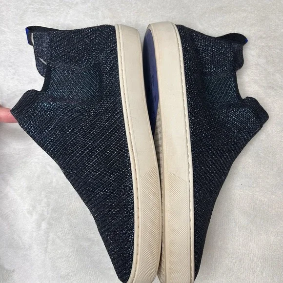 Rothy's Blue Metallic Lattice Stitch Chelsea Sneakers High Tops Shoe Size 12 - Picture 5 of 12